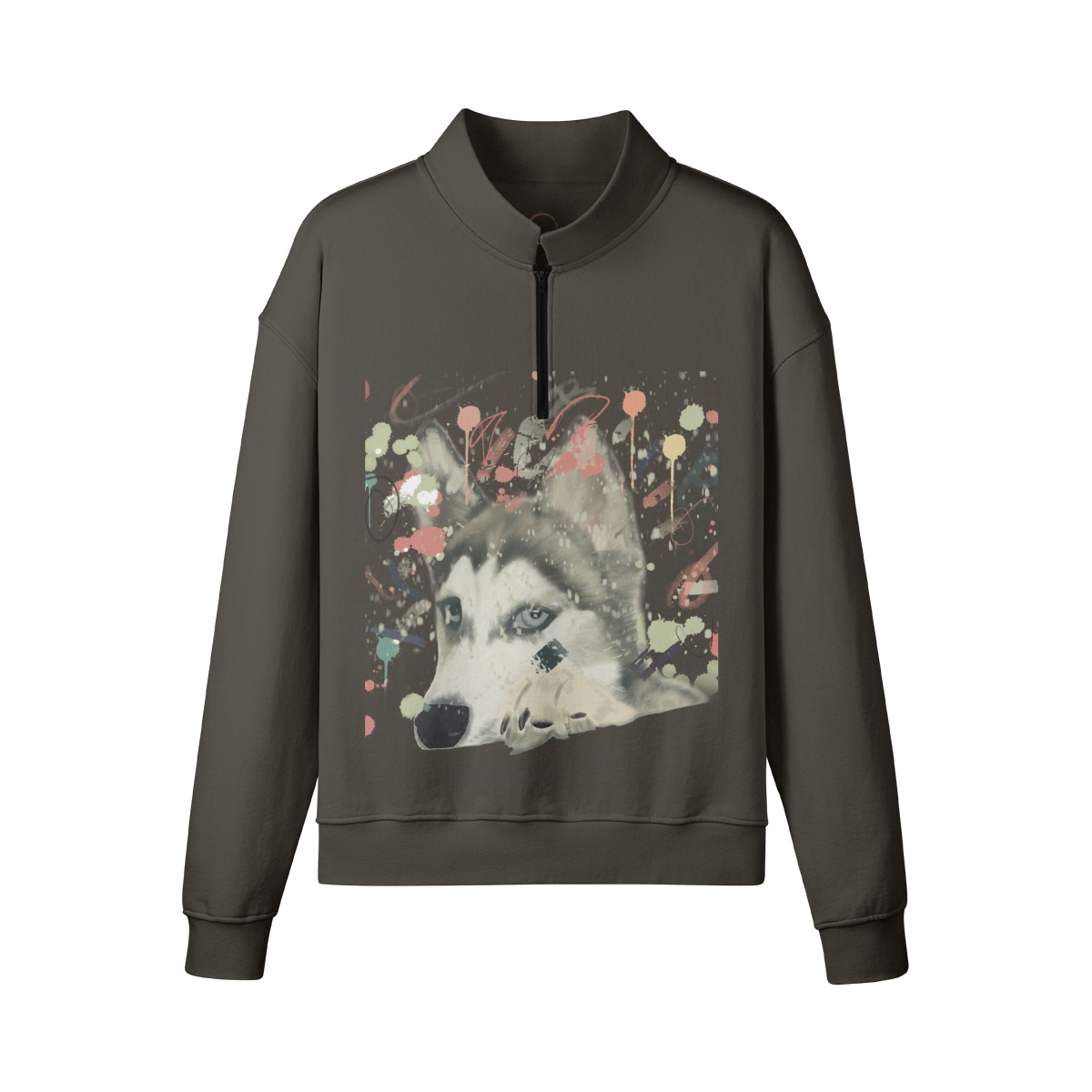 Loose Fit Fleece Half-zip Sweatshirt: Just One Bite