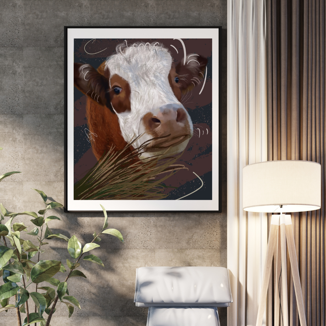 A3 Print: Moo-nlight Snack